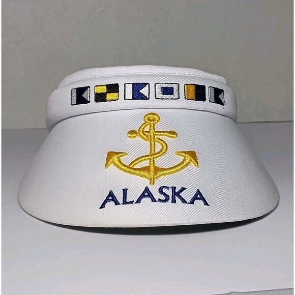 Vintage G.C.I. Exclusive Alaska White Clip On Visor Made n Hong Kong 100% Cotton - Picture 15 of 16